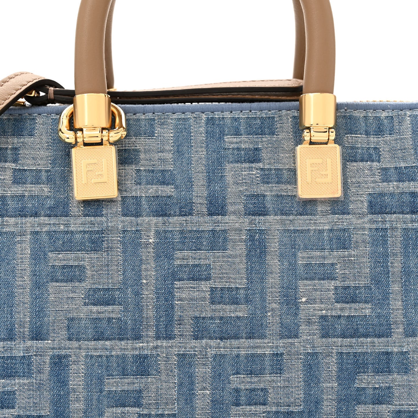 Denim Vitello King FF Mini By The Way Top Handle Boston Bag Tortora Nuvola