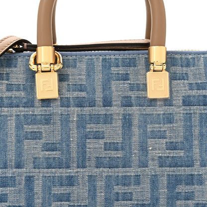 Fendi Denim Vitello King FF Mini By The Way Top Handle Boston Bag Tortora Nuvola 8 of 10