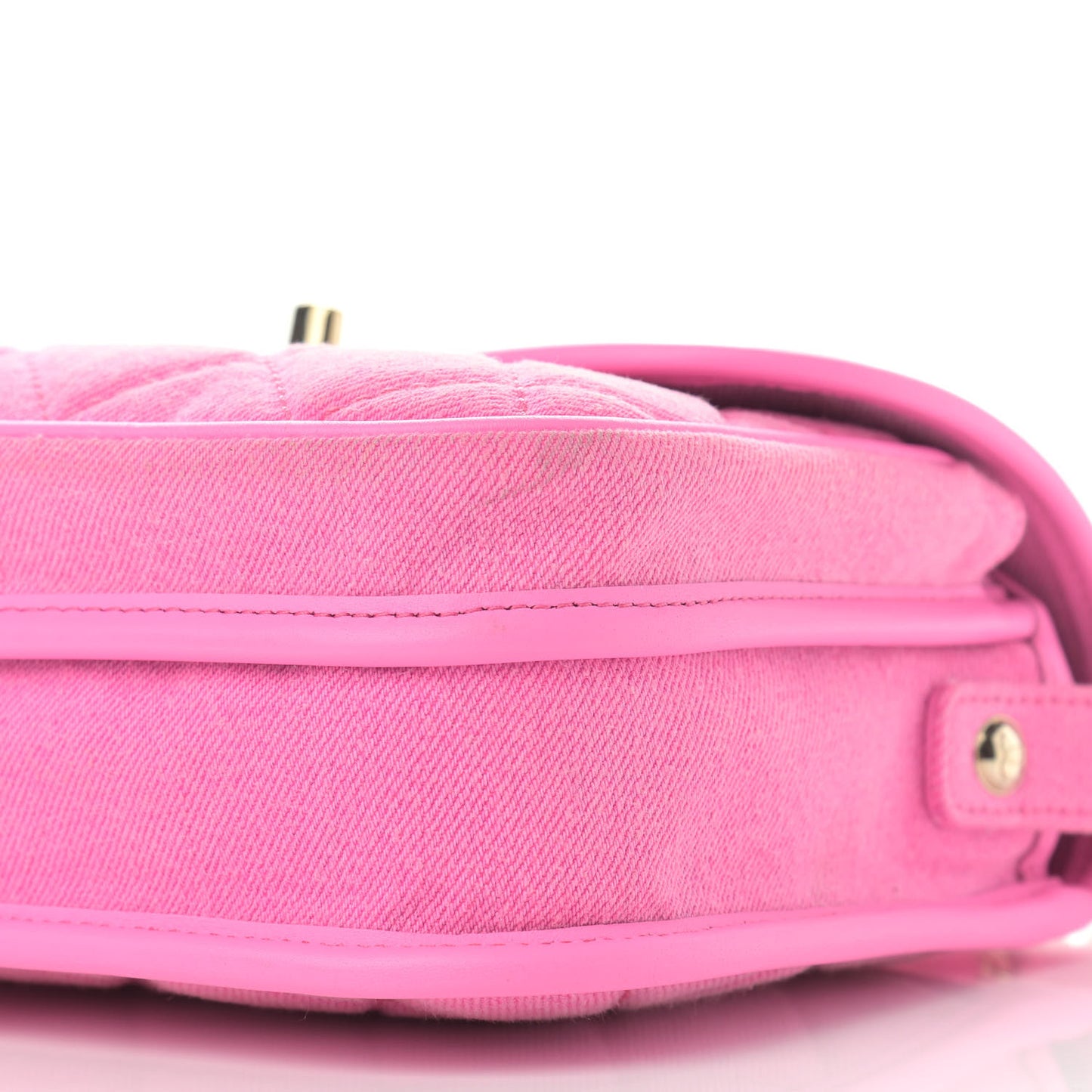 Denim Quilted Small Messenger Flap Neon Pink