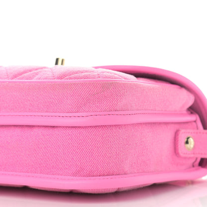 Chanel Denim Quilted Small Messenger Flap Neon Pink 10 of 13