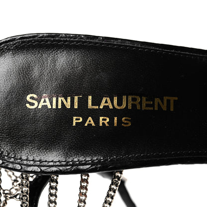 Saint Laurent Ayers Laquer Chain Sunset 95 Pumps 38 Black 9 of 13