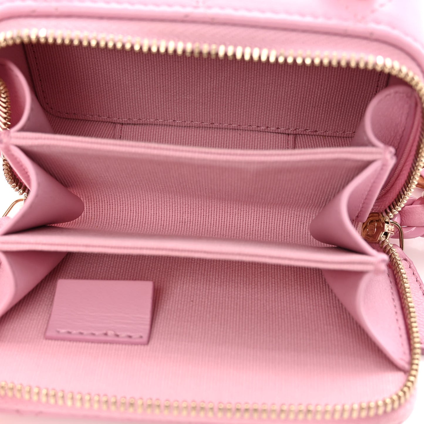 Lambskin Quilted Mini Lacquered Chain Clutch Pink
