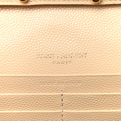 Saint Laurent Grain De Poudre Matelasse Chevron Cassandre Chain Wallet Nude Powder 6 of 13