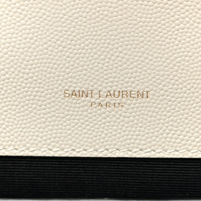 Saint Laurent Grain De Poudre Textured Mixed Matelasse Medium Triquilt Monogram Satchel Blanc Vintage 6 of 11