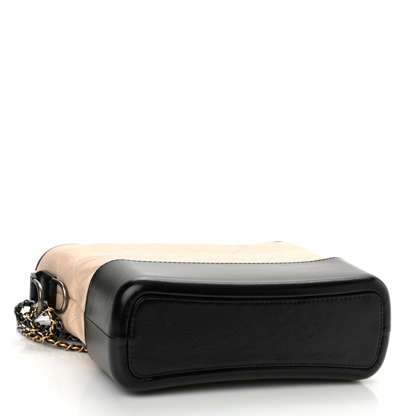 Aged Calfskin Quilted Medium Gabrielle Hobo Beige Black