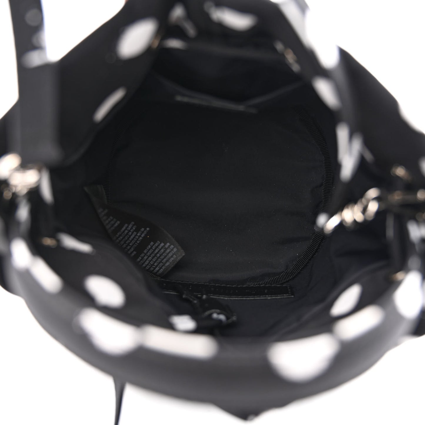Recycled Sport Nylon Polka Dot Logo Embroidered Wheel Drawstring Bucket Bag Black White