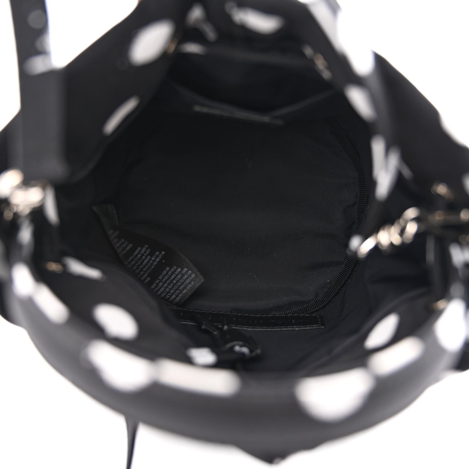 Balenciaga Recycled Sport Nylon Polka Dot Logo Embroidered Wheel Drawstring Bucket Bag Black White 5 of 10