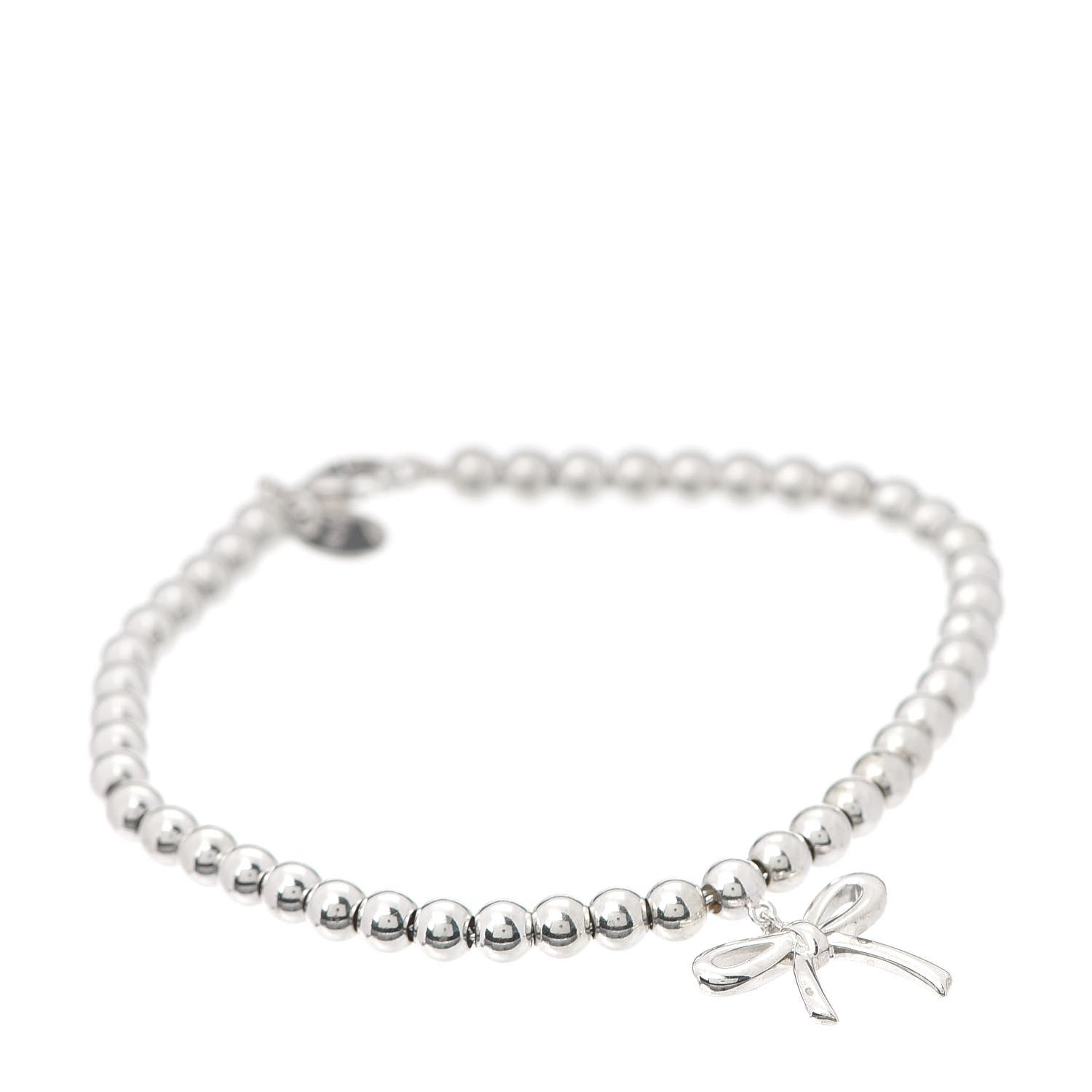 Tiffany Sterling Silver 4mm Bow Bead Bracelet 1 of 7