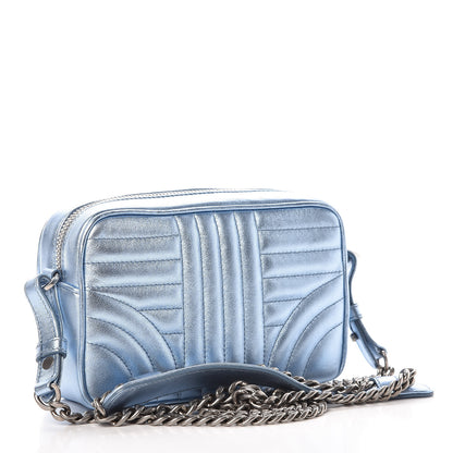 Prada Metallic Nappa Impunture Diagramme Crossbody Pervinca Mordore 3 of 6