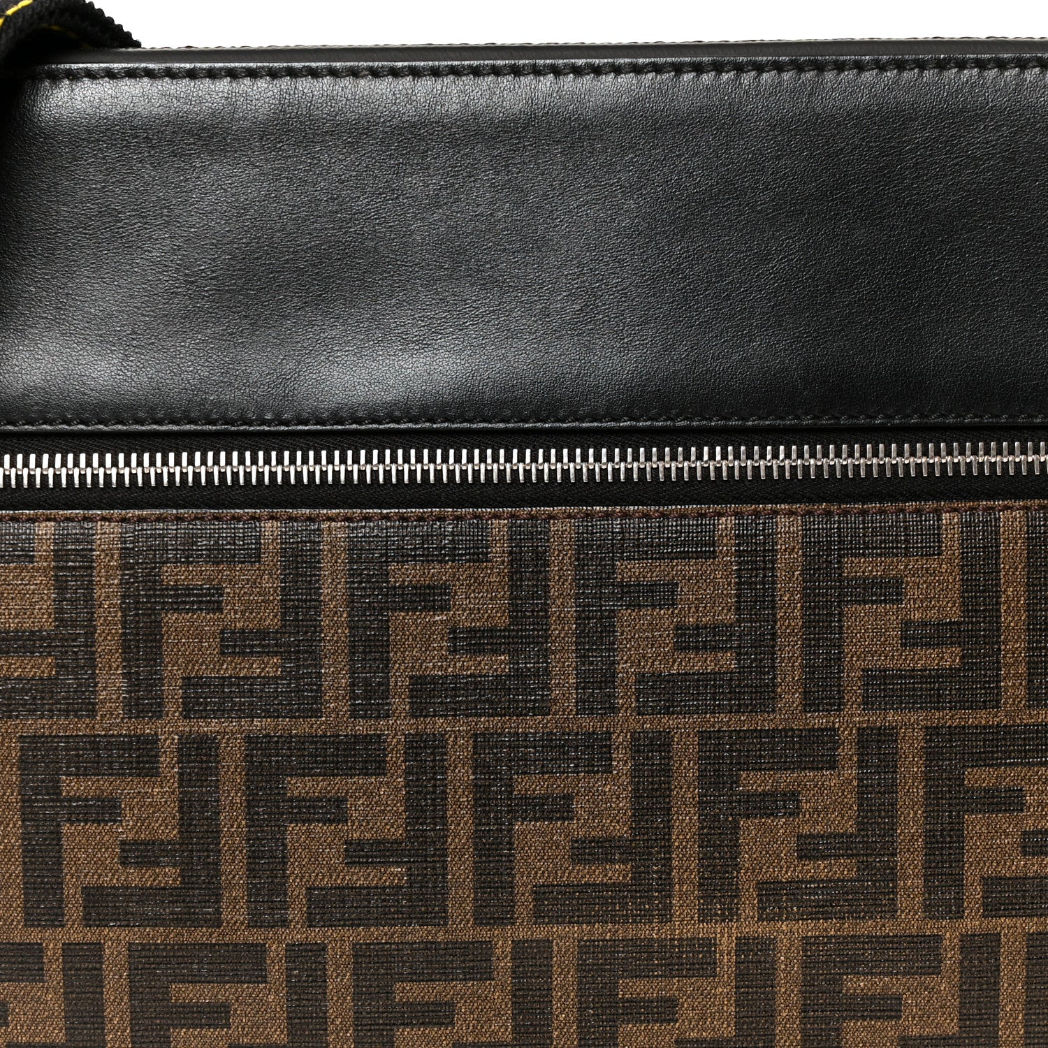 Fendi Glazed Fabric Vitello Liberty FF 1974 Medium East West Messenger Black Sunflower 9 of 11