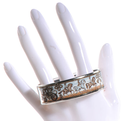Hermes Enamel Printed Horse Carriage Wide Bracelet 65 2 of 5