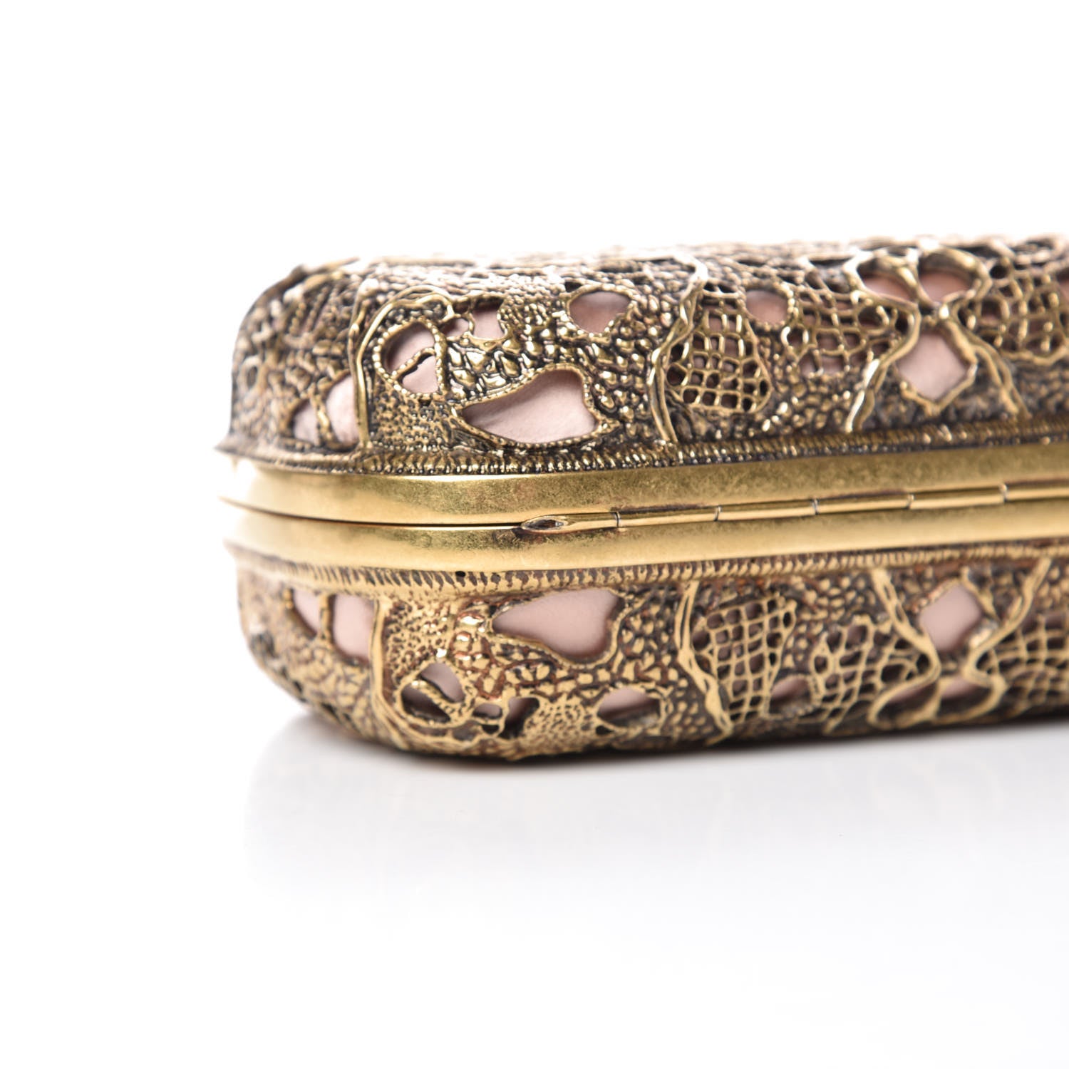 Alexander McQueen Metal Filigree Crystal Embellished Duchesse Skull Box Clutch Gold 12 of 14