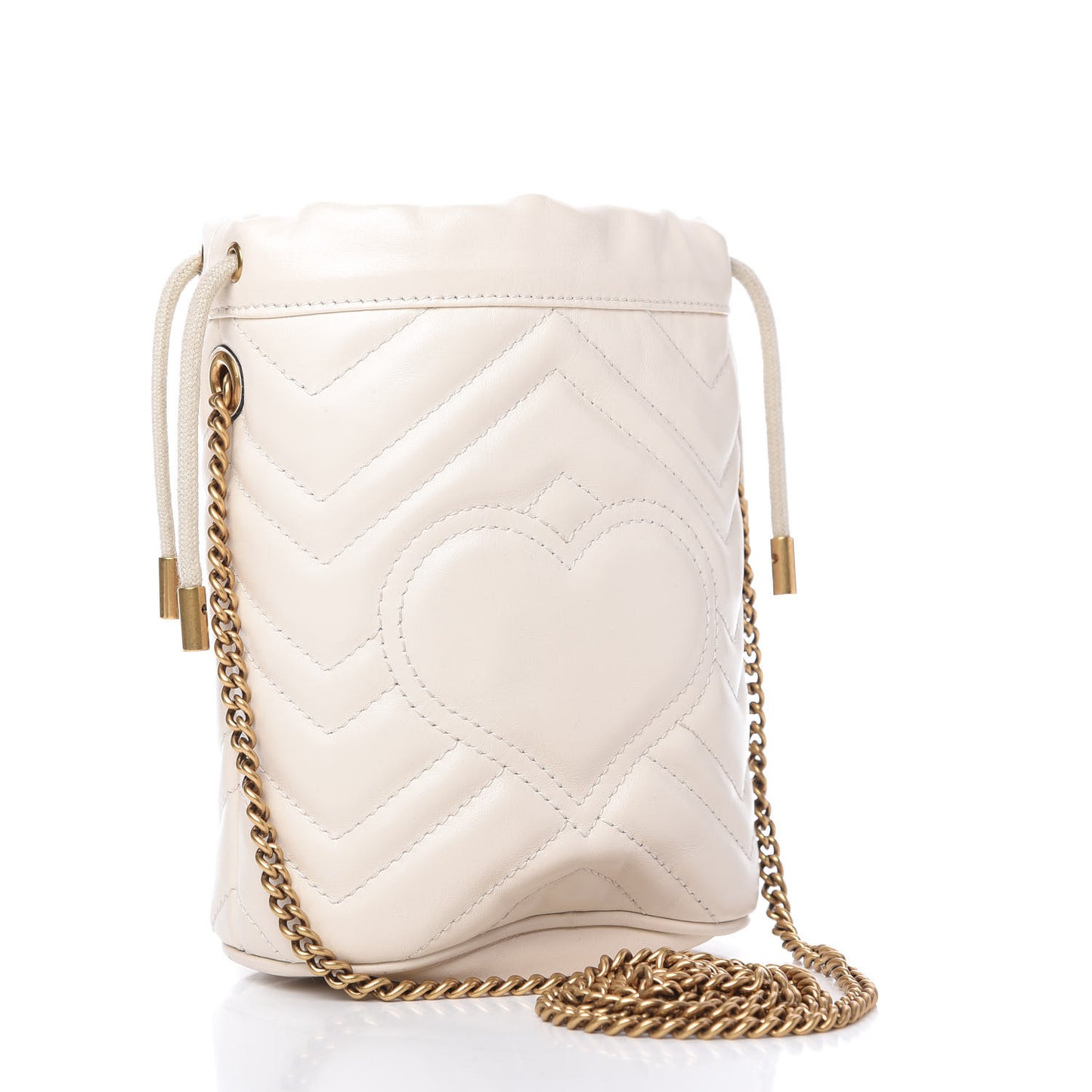 Calfskin Matelasse Mini GG Marmont 2.0 Bucket Bag White