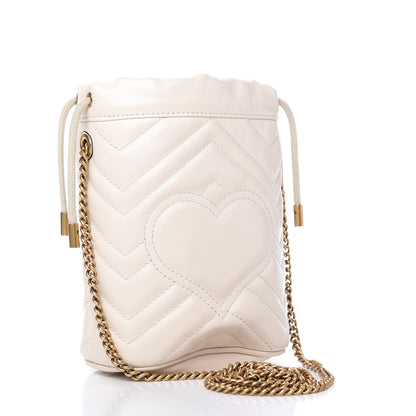 Gucci Calfskin Matelasse Mini GG Marmont 2.0 Bucket Bag White 3 of 10