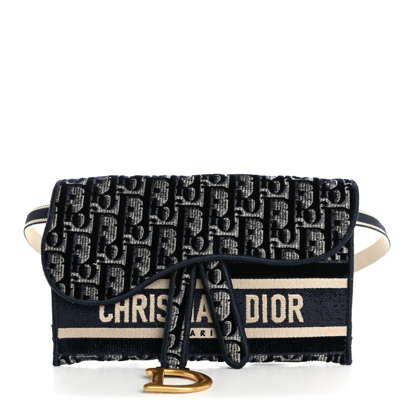 Velvet Oblique Saddle Belt Bag Blue