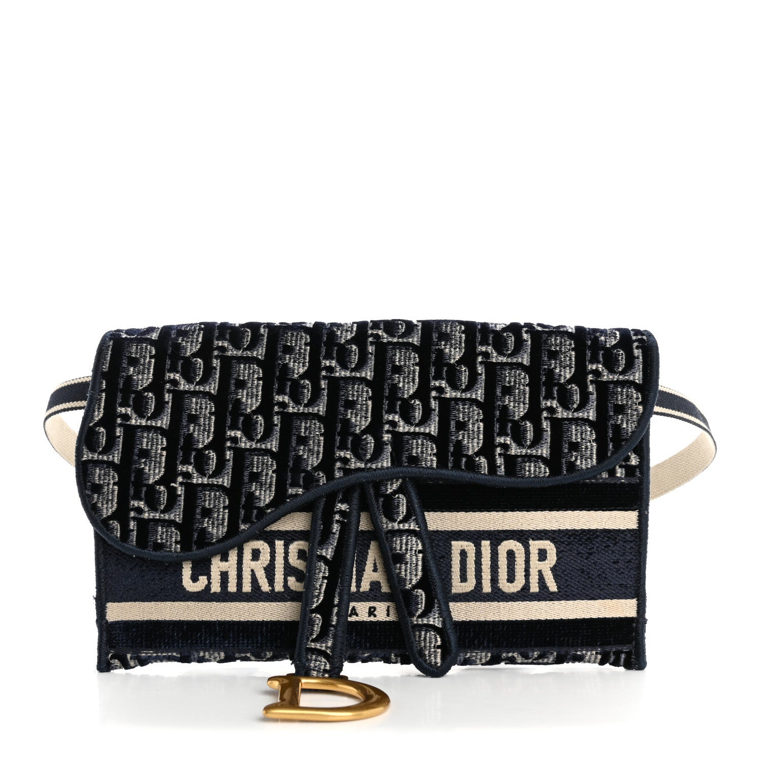 Christian Dior Velvet Oblique Saddle Belt Bag Blue 1 of 14