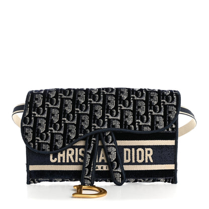 Christian Dior Velvet Oblique Saddle Belt Bag Blue 1 of 14