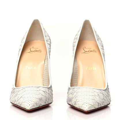 Christian Louboutin Perforated Python Decollete 554 100 Pumps 38 White 2 of 7