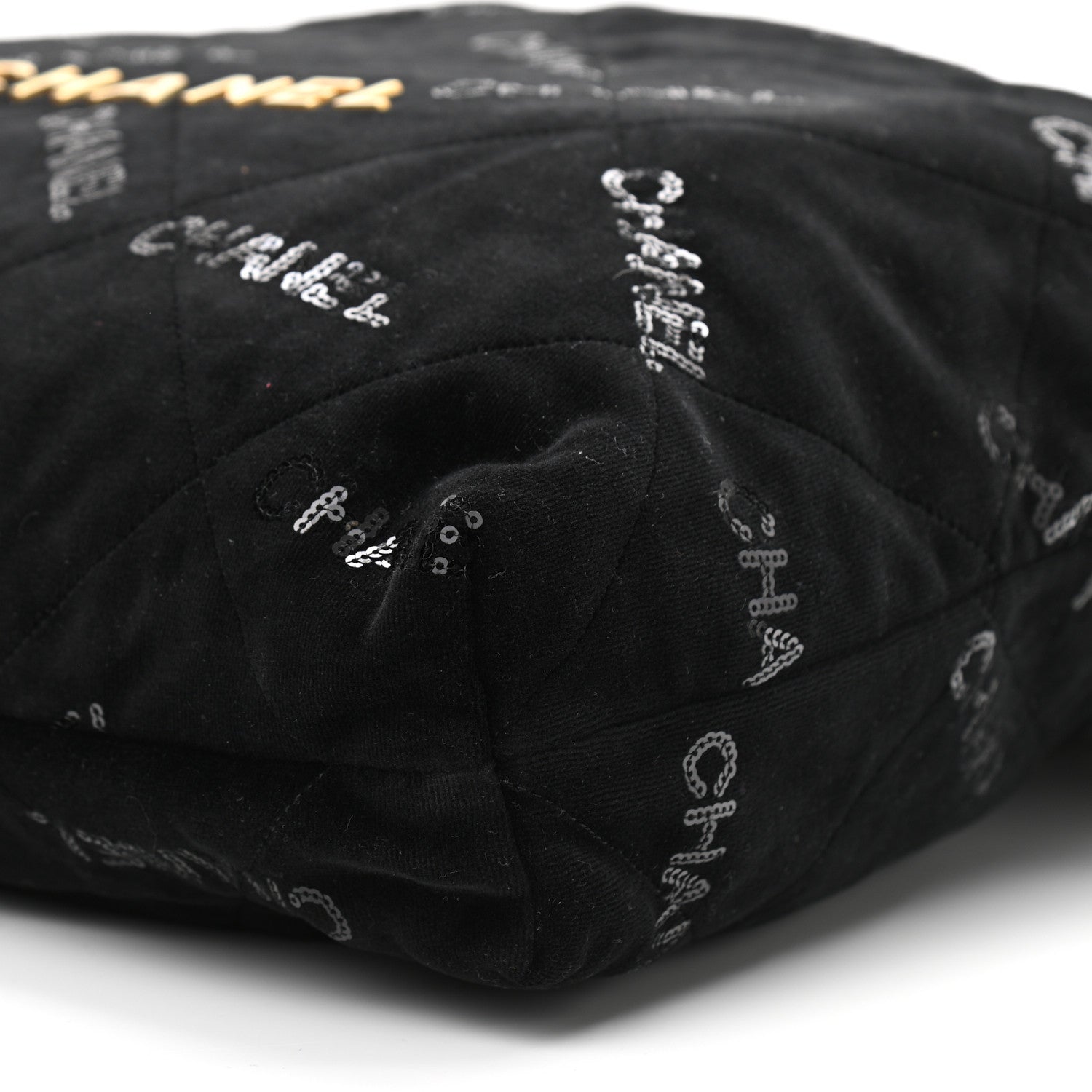 Chanel Velvet Sequin Quilted Chanel 22 Black 11 of 11