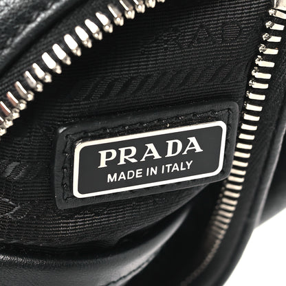 Prada Vitello Daino Logo Embossed Cross Sling Backpack Black 6 of 9