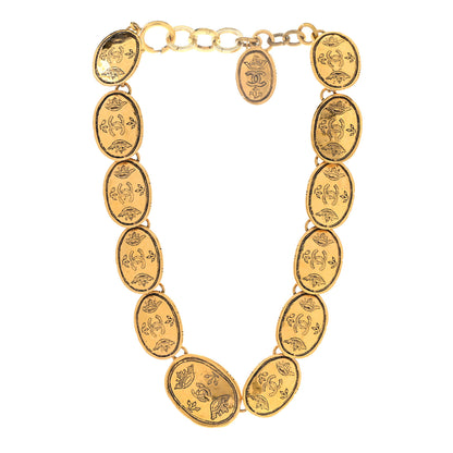 Chanel Metal Regal Crown CC Medallion Necklace Aged Gold 3 of 8