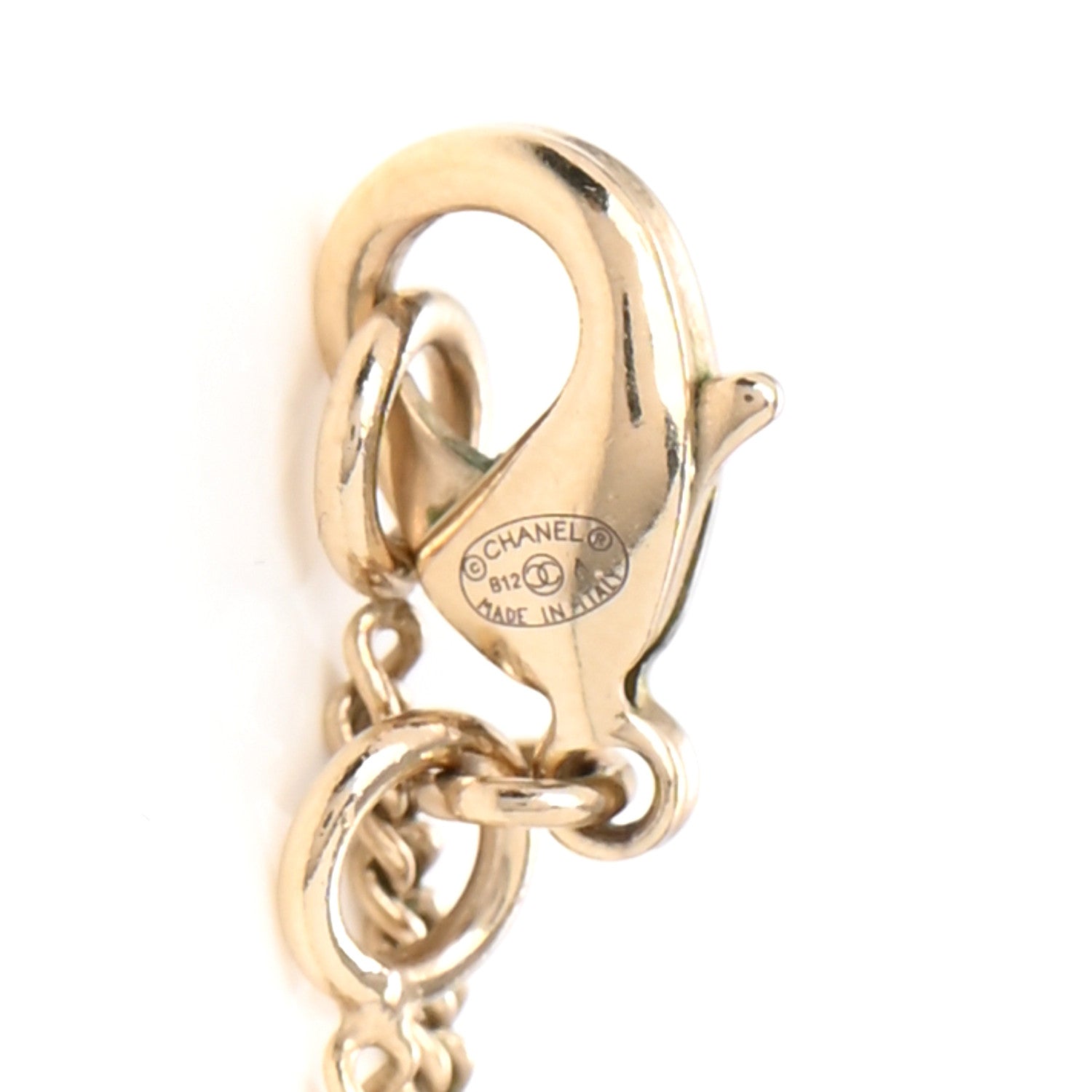 Chanel Pearl Crystal Leaf CC Necklace Gold 5 of 7