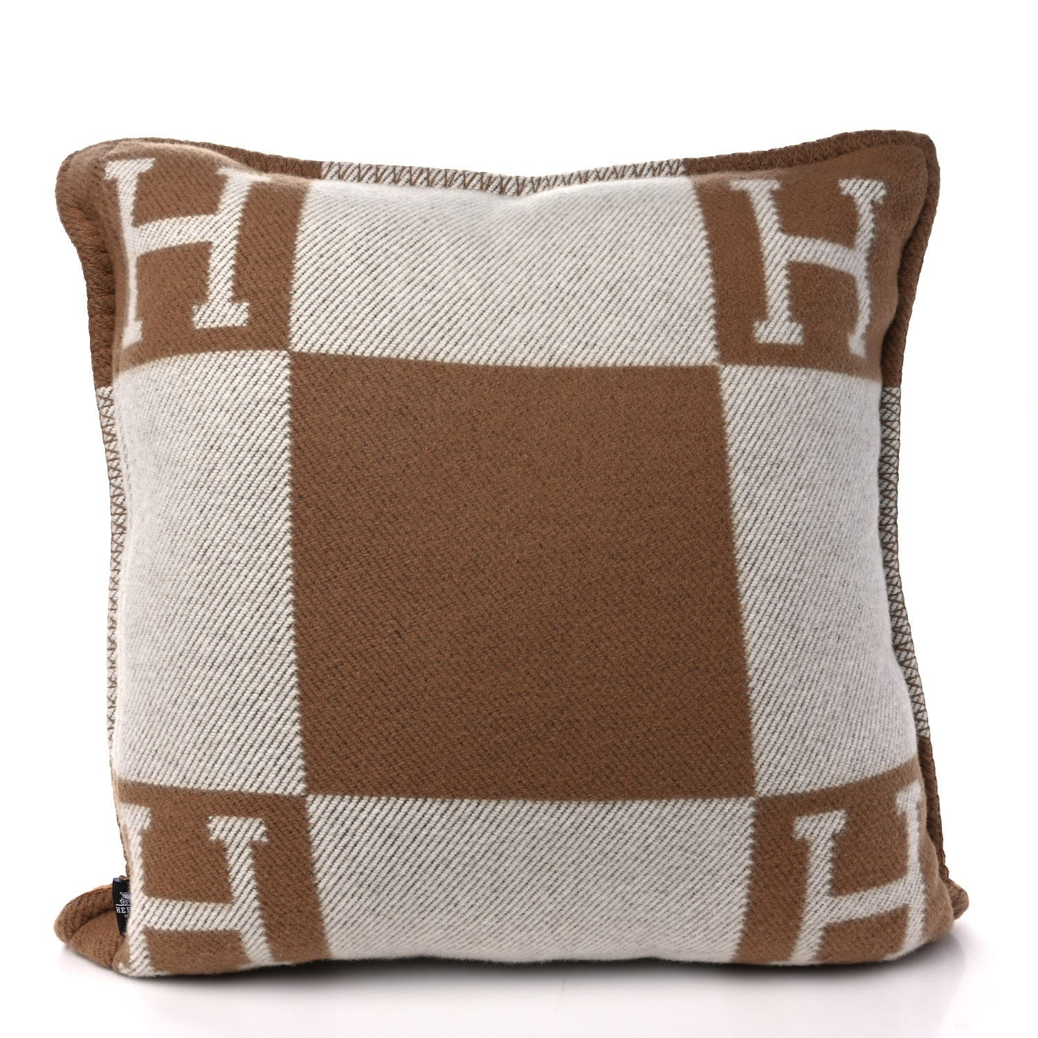 Hermes Wool Cashmere Avalon Pillow PM Ecru Camel 2 of 3