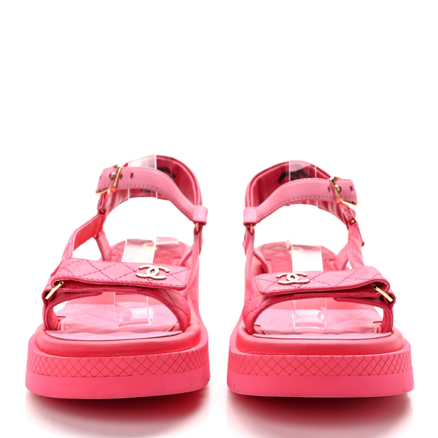 Lambskin Logo Platform Sandals 39 Pink Red