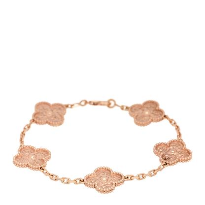 Van Cleef & Arpels 18K Rose Gold 5 Motifs Vintage Alhambra Bracelet 1 of 4