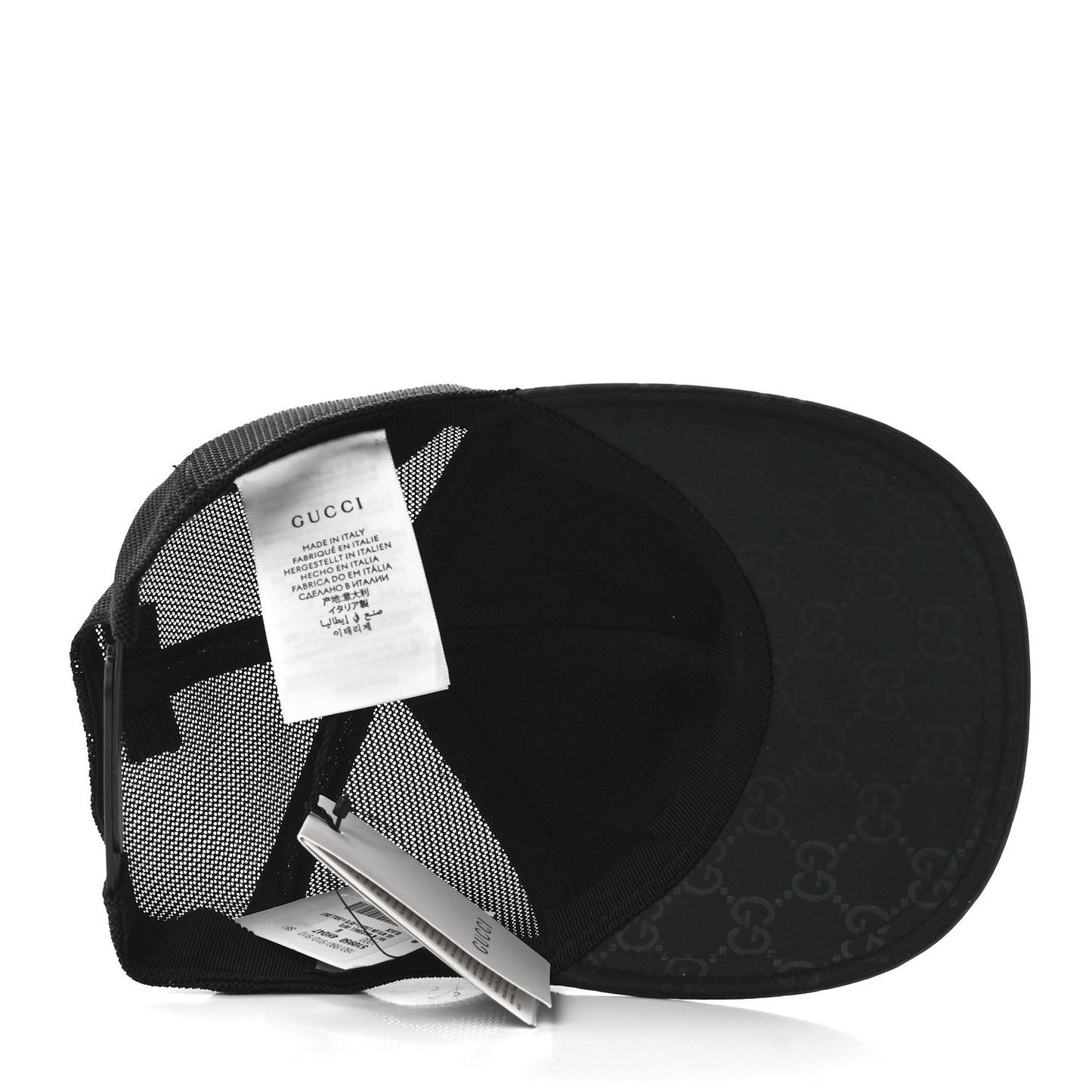 Nylon Light Mesh Dollar Calfskin GG Monogram Baseball Hat M Black