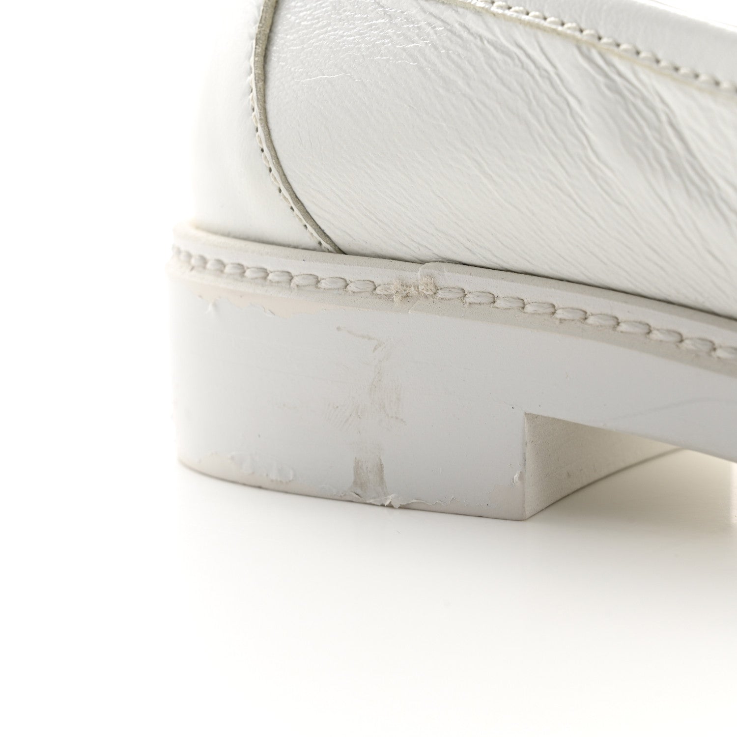 Chanel Shiny Lambskin Quilted CC Turnlock Loafers 37.5 White 10 of 12