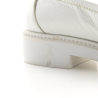Chanel Shiny Lambskin Quilted CC Turnlock Loafers 37.5 White 10 of 12