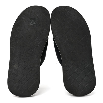 Chanel Fabric CC Mules Sandals 38 Black 6 of 8