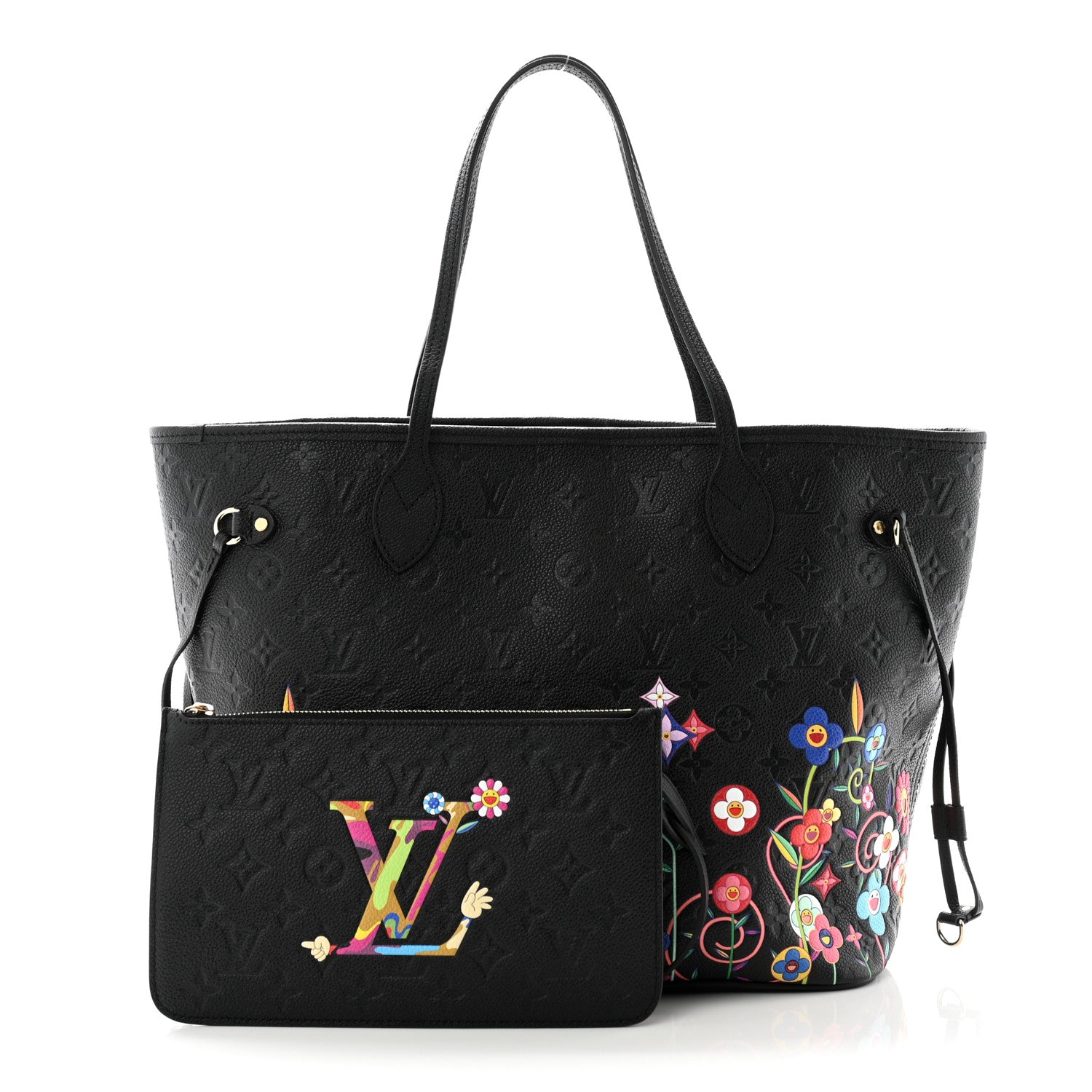 Louis Vuitton LV X TM Empreinte Flowers Neverfull MM Black 3 of 10
