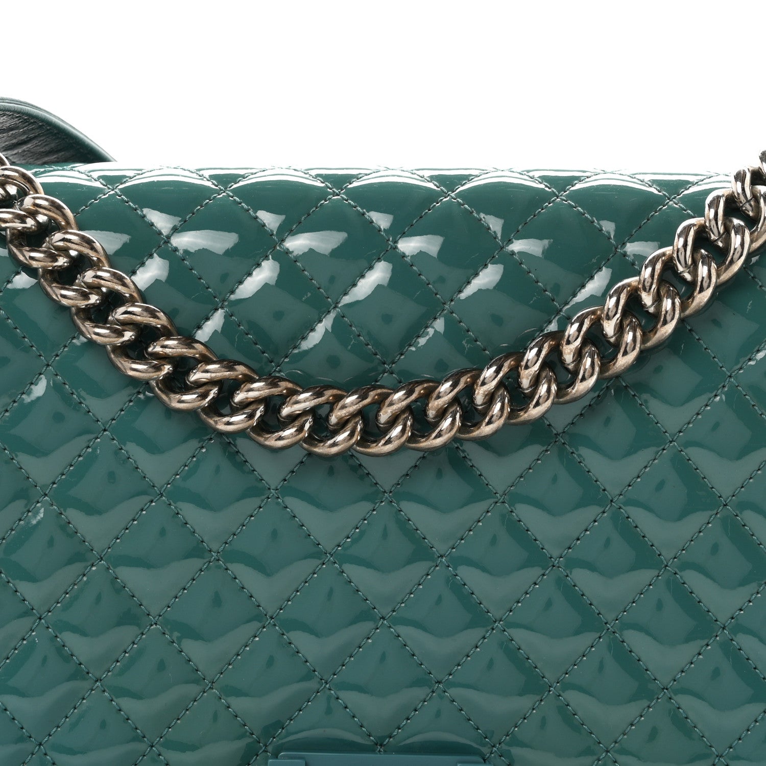 Chanel Patent Calfskin Quilted New Medium Plexiglass Boy Flap Turquoise 8 of 10
