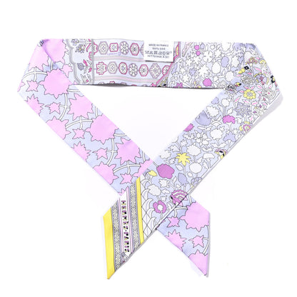 Hermes Silk Tapis Persans Twilly Rose Gris Bleuete Jaune Soufre 1 of 4