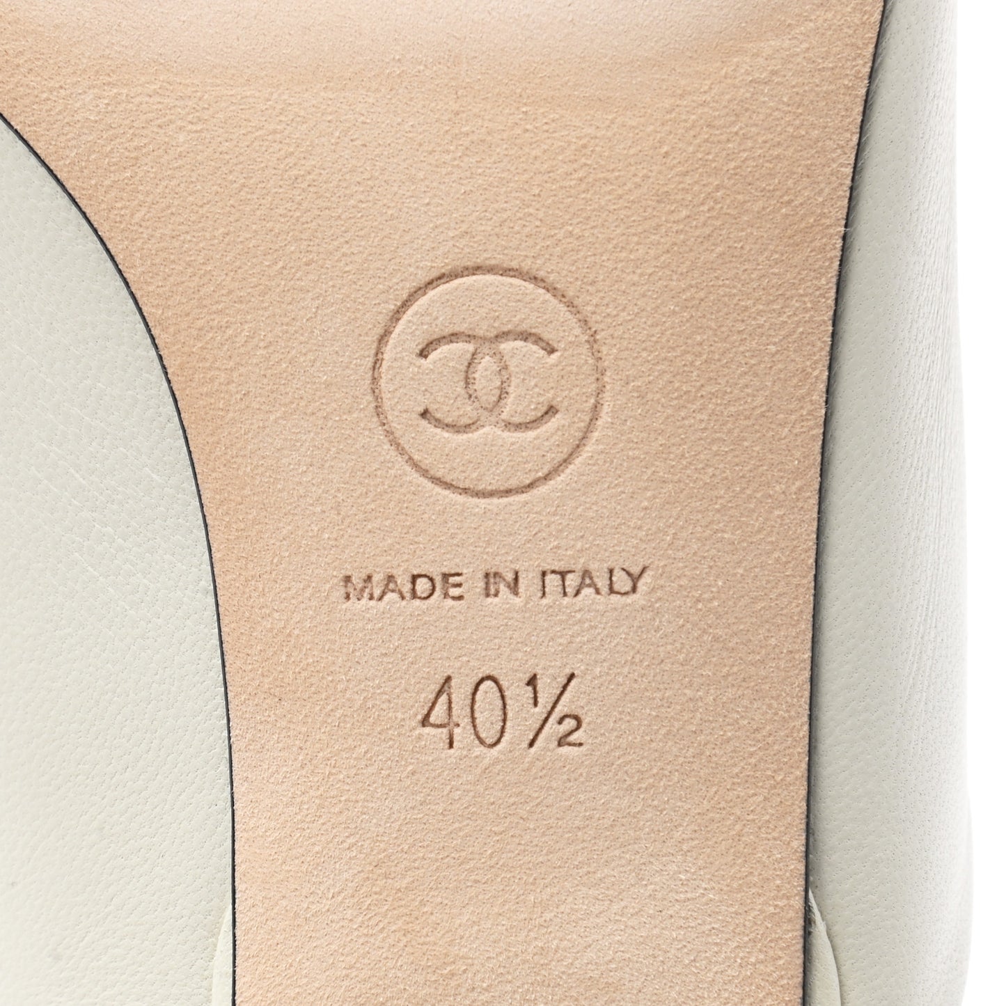 Lambskin Grosgrain Cap Toe CC Mules 40.5 White