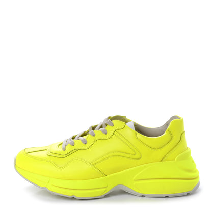 Gucci Calfskin Mens Rhyton Sneakers 10.5 Yellow Fluo 1 of 12