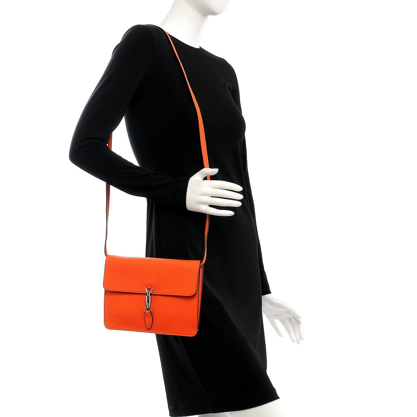 Grand Prix Calfskin Jackie Convertible Shoulder Bag Orange
