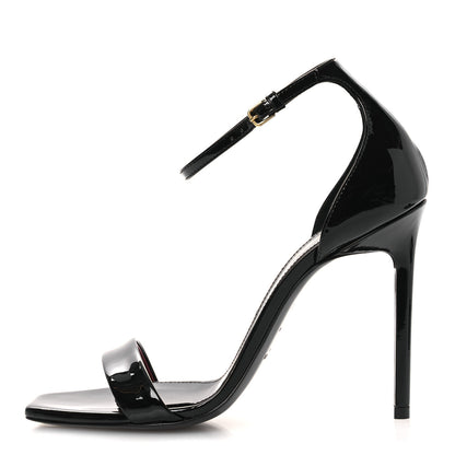 Saint Laurent Vernice Chiffon Amber 105 Ankle Strap Sandals 38 Black 1 of 12