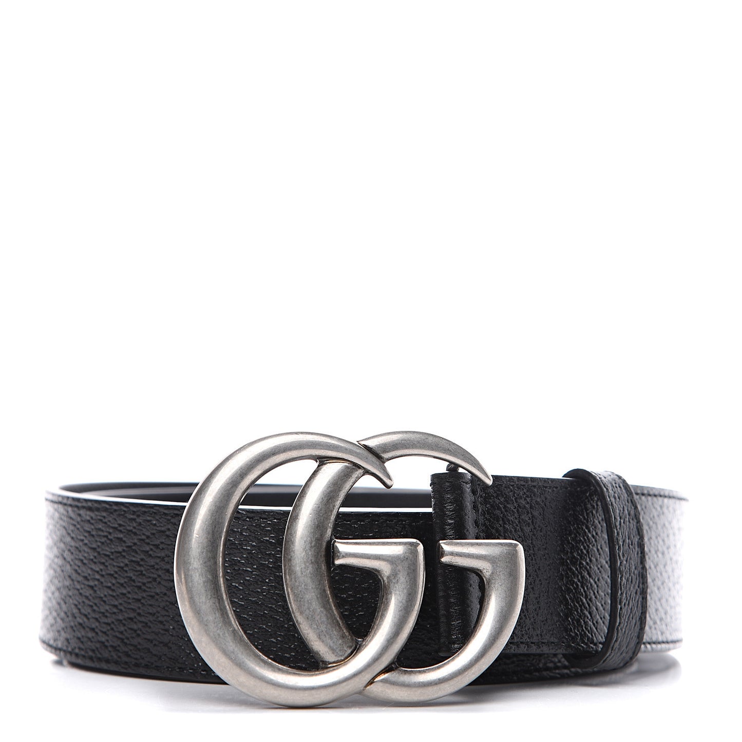Textured Dollar Calfskin Nickel Double G 40mm Belt 85 34 Black
