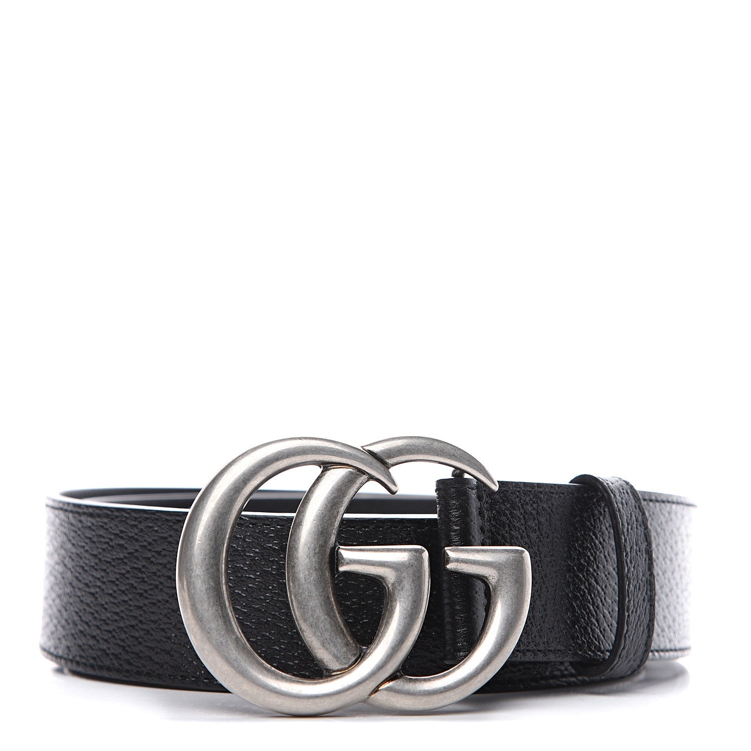 Gucci Textured Dollar Calfskin Nickel Double G 40mm Belt 85 34 Black 1 of 4