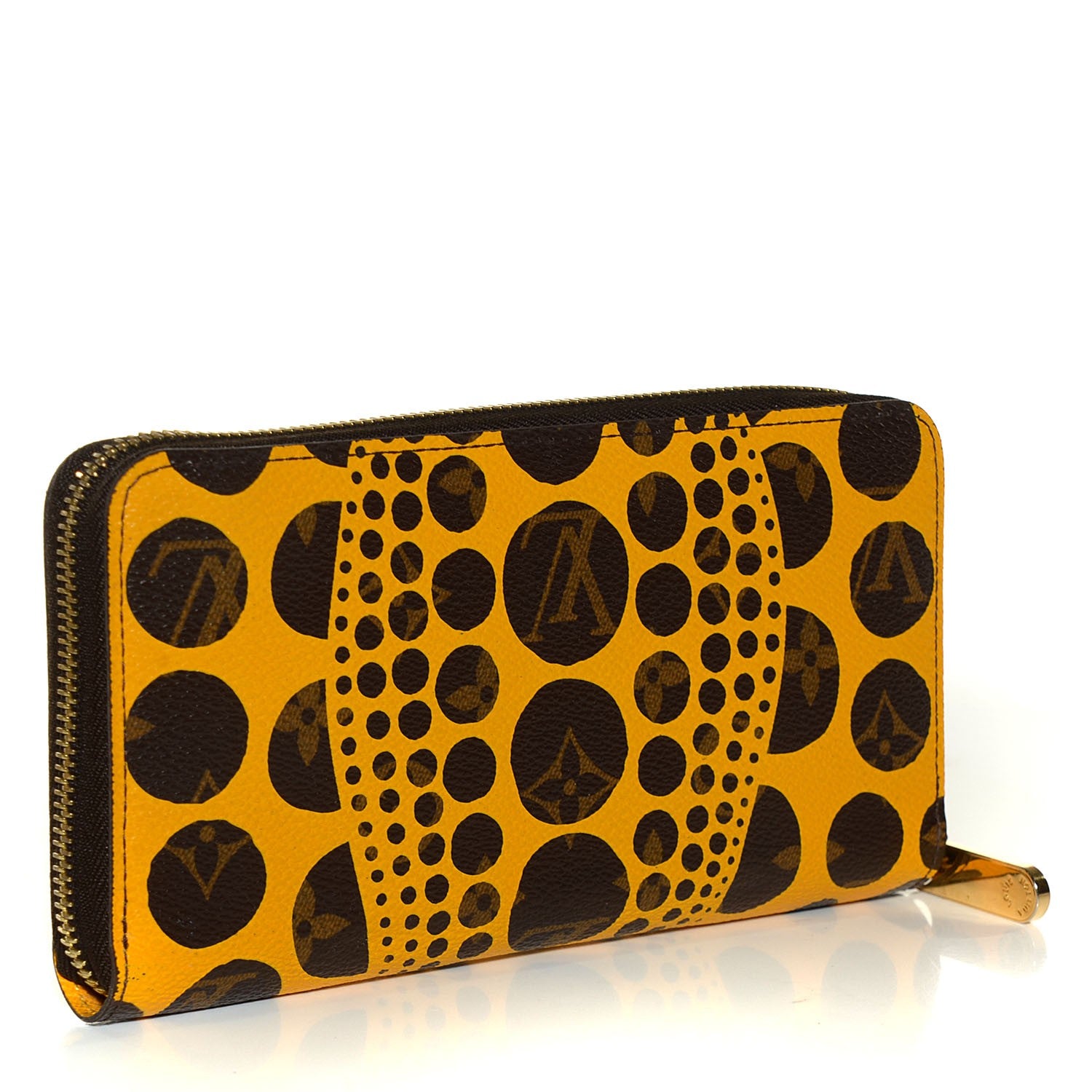 Louis Vuitton Monogram Kusama Pumpkin Dots Zippy Wallet Yellow 3 of 8