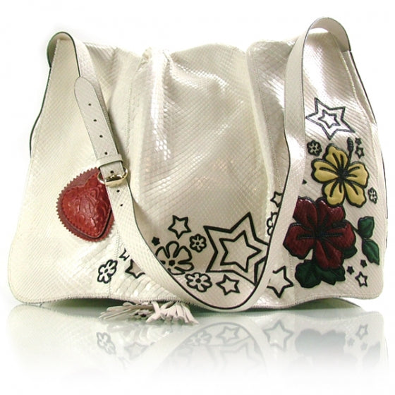 Python Flower Tattoo Messenger Bag Ivory
