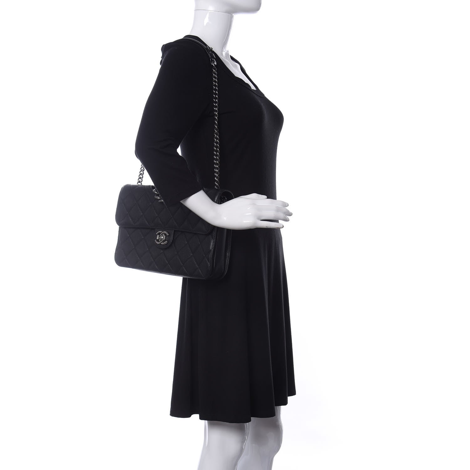 Chanel Goatskin Quilted Large Perfect Edge Flap Black 2 of 14
