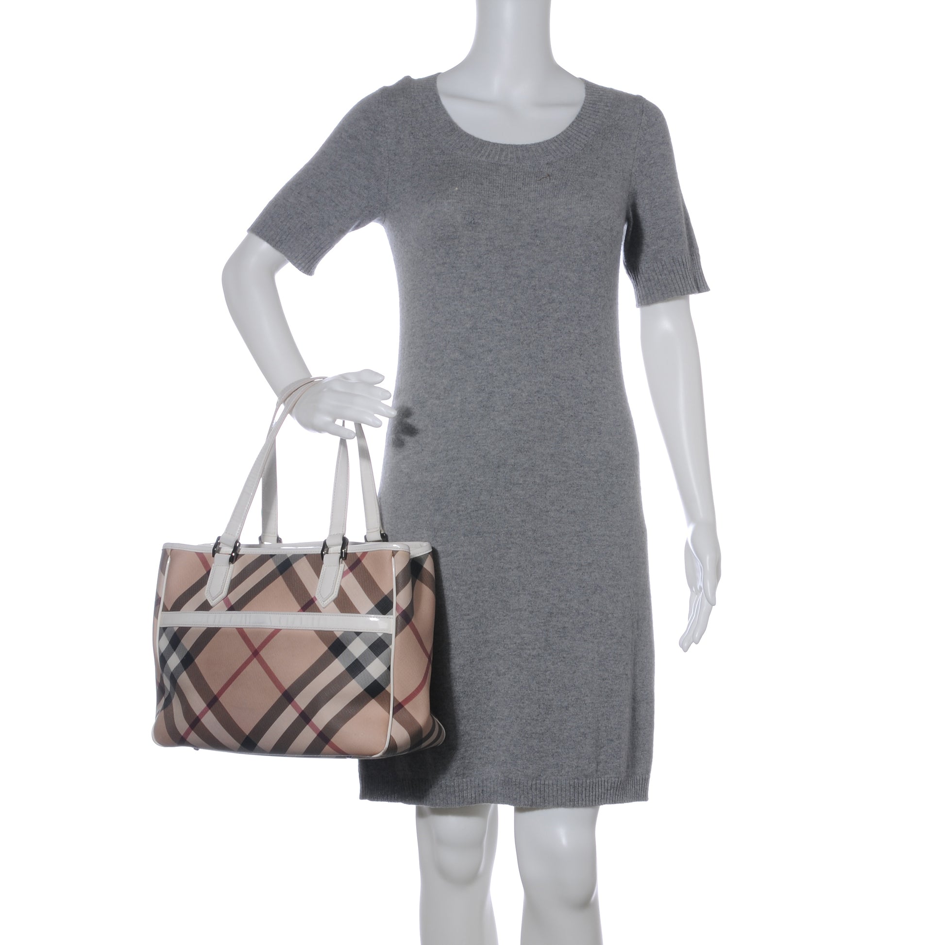 Burberry Nova Check Tote White 2 of 9