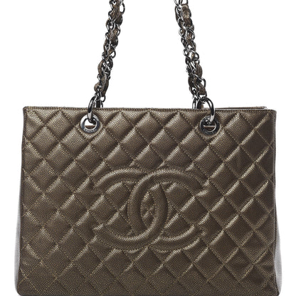 Chanel Metallic Caviar Quilted Grand Shopping Tote GST Bronze 8 of 11