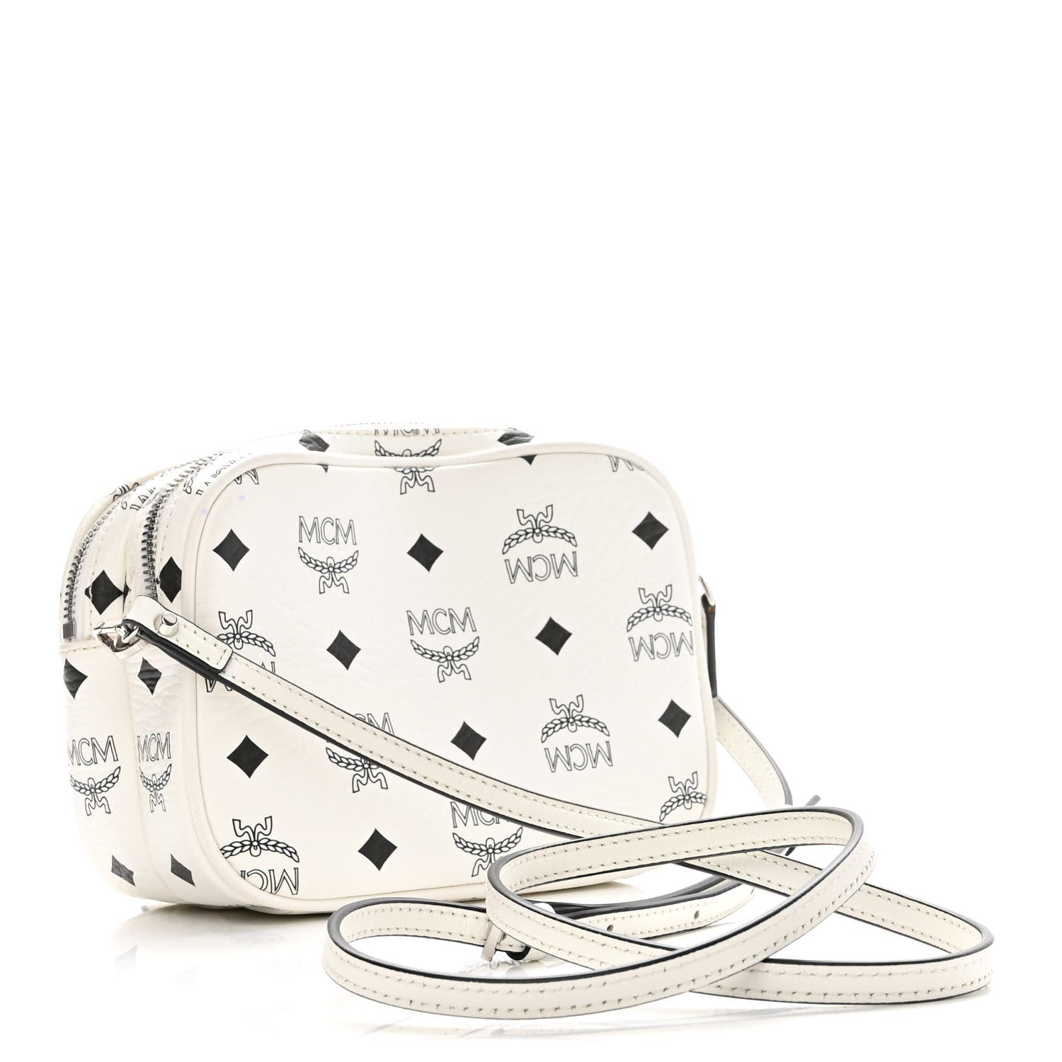 MCM Visetos Camera Crossbody Bag White 3 of 10
