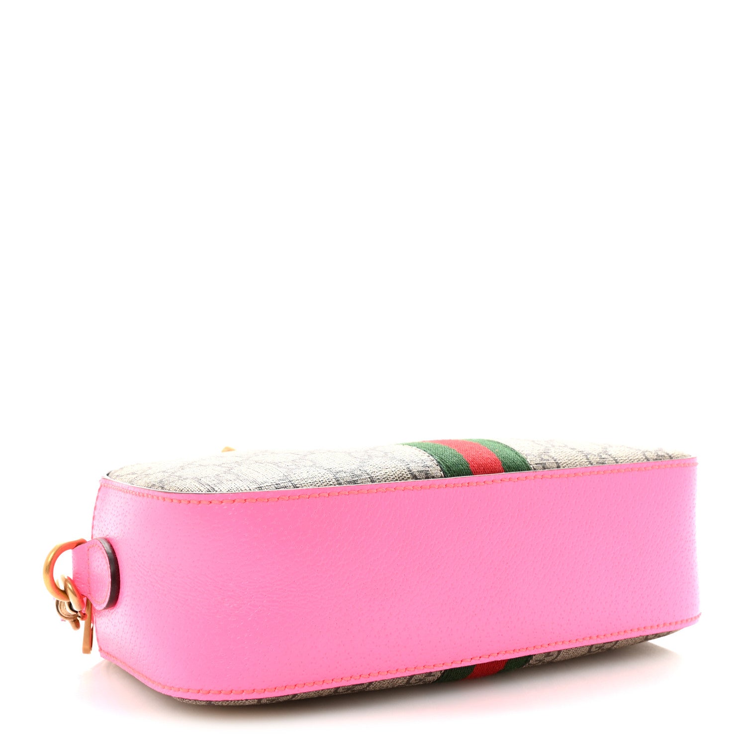 Gucci GG Supreme Monogram Textured Dollar Calfskin Web Ophidia Small Crossbody Bag Beige Ebony Fuchsia 4 of 9