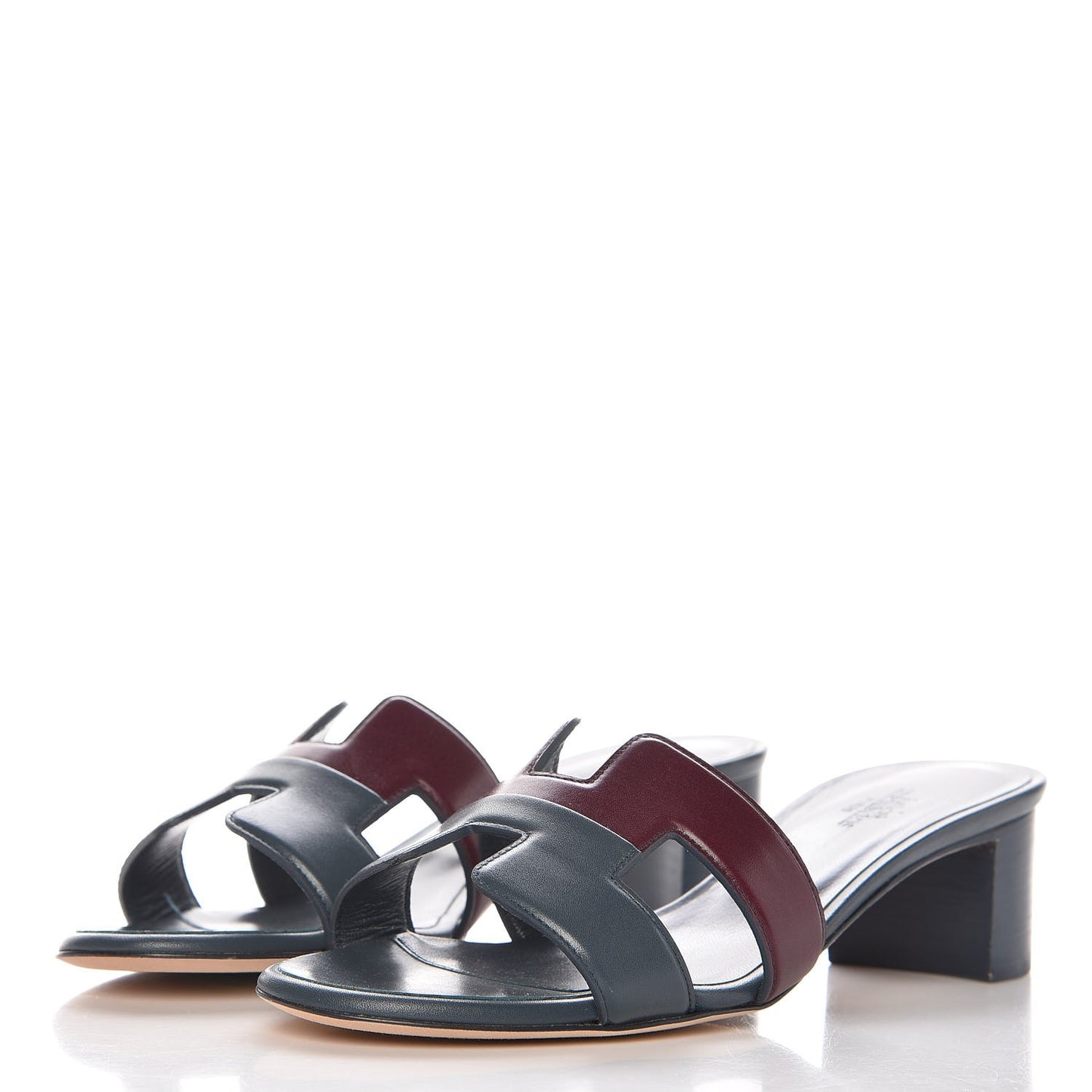 Calfskin Oasis Sandals 36 Bleu Ardoise Bordeaux